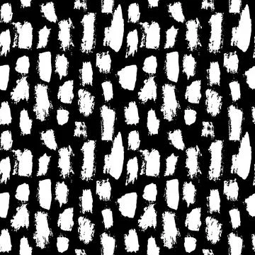 Dry Brush Lines Seamless Vector Black and White Pattern Stock Illustration