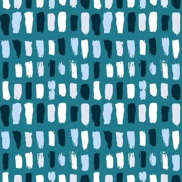 Dry Brush Lines Seamless Vector Blue Pattern Stock Illustration