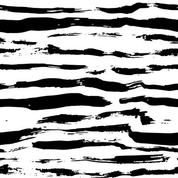 Dry Brush Lines Seamless Vector Black and White Pattern Stock Illustration