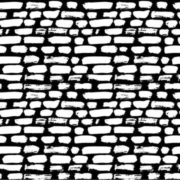 Dry Brush Lines Seamless Vector Black and White Pattern Stock Illustration
