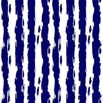 Dry Brush Lines Seamless Vector Blue Pattern in Nautical Style Stock Illustration