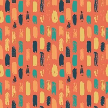 Dry Brush Lines Seamless Vector Colorful Pattern Stock Illustration