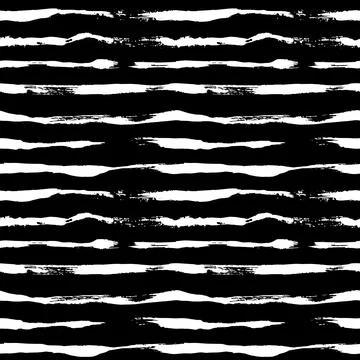 Dry Brush Lines Seamless Vector Black and White Pattern Illustrazione stock