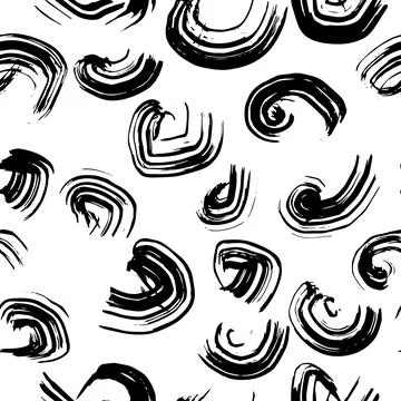 Dry Brush Lines Seamless Vector Black and White Pattern 库存插图