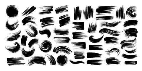 Dry Brush Stroke Vector Collection on isolated white background, Creative Hand Stockillustratie
