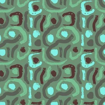 Dry Brush Strokes Dark Seamless Pattern. Hand Drawn Artwork Abstract Vector Stock Illustration