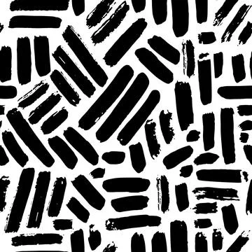 Dry Brush Strokes Seamless Pattern. Hand Drawn Artwork Abstract Vector Stock Illustration