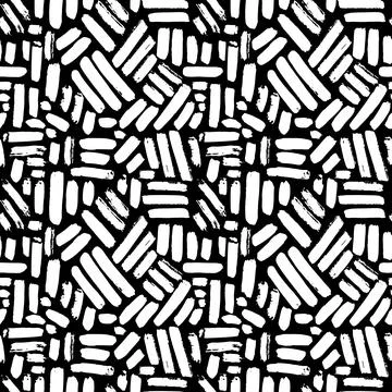 Dry Brush Strokes Seamless Pattern. Hand Drawn Artwork Abstract Vector 库存插图