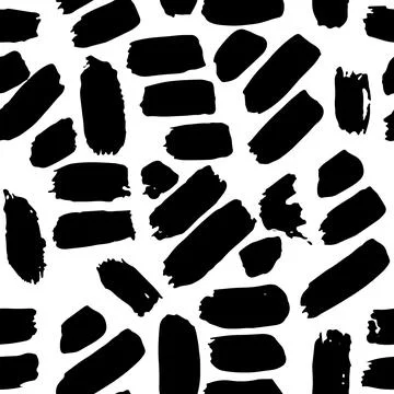 Dry Brush Strokes Seamless Pattern. Hand Drawn Artwork Abstract Vector Illustrazione stock