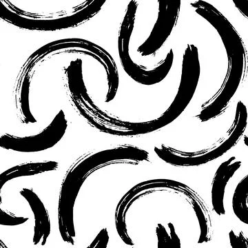 Dry Brush Strokes Seamless Pattern. Hand Drawn Artwork Abstract Vector Stock Illustration