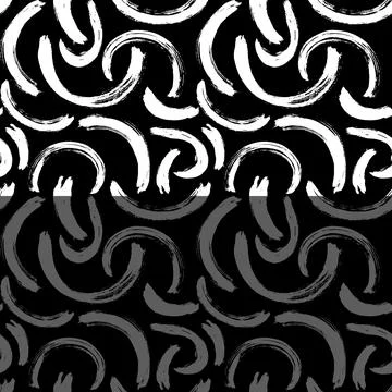 Dry Brush Strokes Seamless Pattern. Hand Drawn Artwork Abstract Vector Stock Illustration