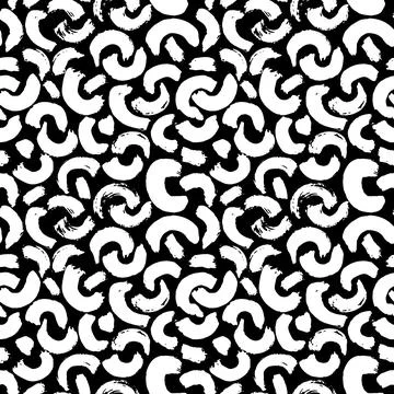 Dry Brush Strokes Seamless Pattern. Hand Drawn Artwork Abstract Vector Stock Illustration