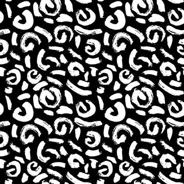Dry Brush Strokes Seamless Pattern. Hand Drawn Artwork Abstract Vector Illustrazione stock