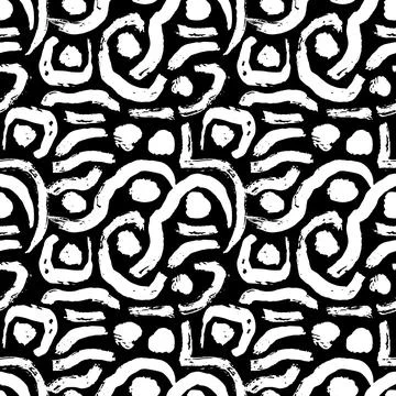 Dry Brush Strokes Seamless Pattern. Hand Drawn Artwork Abstract Vector Illustrazione stock