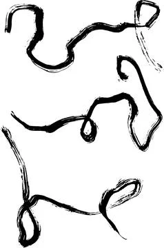 Dry Brush Wave Strokes Vector Grunge Set Stock Illustration