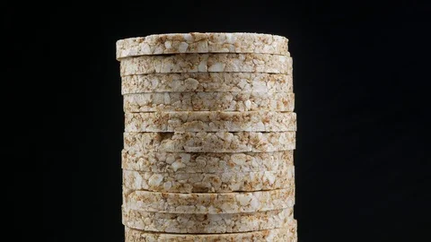Dry Buckwheat crispbread round stack close up texture Stock Footage 103432599
