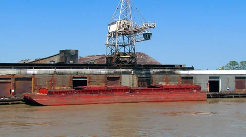 Dry Bulk Cargo Barge Port of New Orleans Stock-Footage 36789596