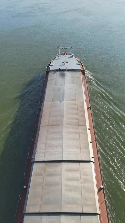 A dry cargo ship floating on the river Video stock 225496654