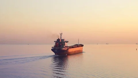 Dry cargo ship leaves the open sea 스톡 동영상 79108664