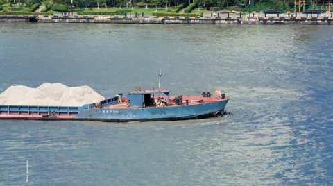 Dry-cargo ship on river in china Stock Footage 63918085