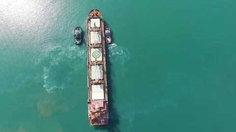 Dry cargo ship top view Video stock 128002715