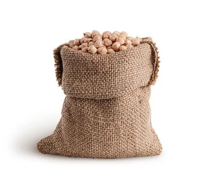 Dry chickpeas in a sack Stock Photos