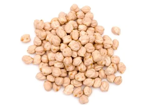 Dry Chickpeas on a White Background Stock Photos