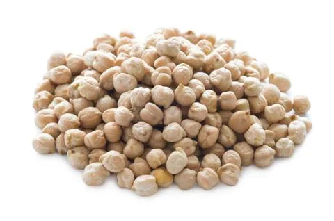 Dry chickpeas on white Stock Photos