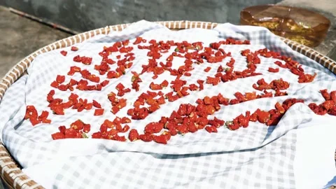 Dry the chilli in the sun. Stock Footage 163304492