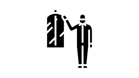 Dry cleaner laundry wash glyph icon animation Stock Footage 326148233