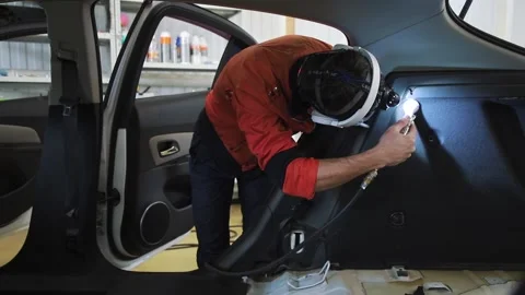 Dry cleaning, car interior cleaning. Video stock 144018912