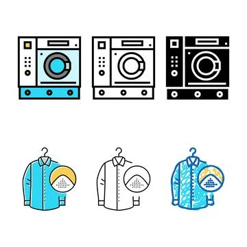 Dry cleaning machine laundry concepts wash color icon vector Stock Illustration