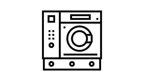 Dry cleaning machine laundry wash line icon animation Stock Footage 326128024