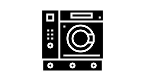 Dry cleaning machine laundry wash glyph icon animation Stock Footage 326148206