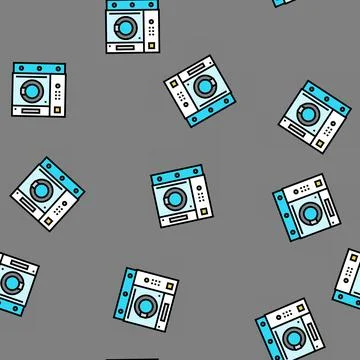 Dry cleaning machine laundry wash vector seamless pattern Illustrazione stock
