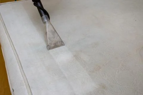 Dry cleaning of a mattress Stock Photos