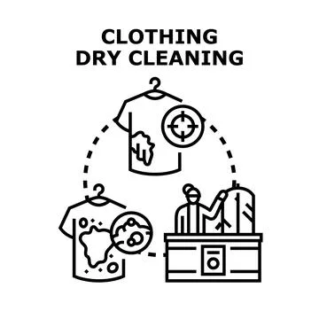 Dry cleaning service treating clothes stain spots Stock Illustration