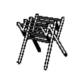Dry clothes drying rack pixel art vector illustration Stock Illustration