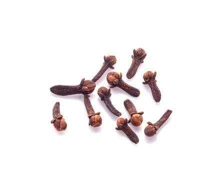 Dry cloves on white background Foto stock