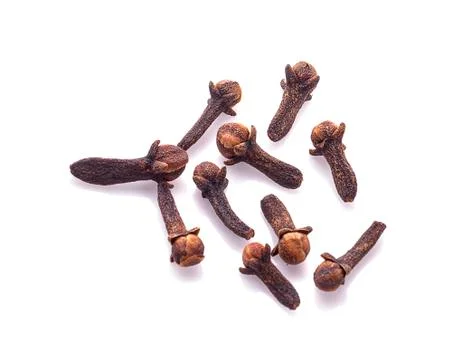 Dry cloves on white background Foto stock