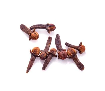 Dry cloves on white background Foto stock