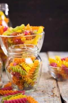 Dry colored pasta Foto stock