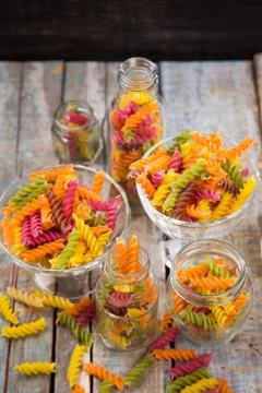 Dry colored pasta Stock Photos