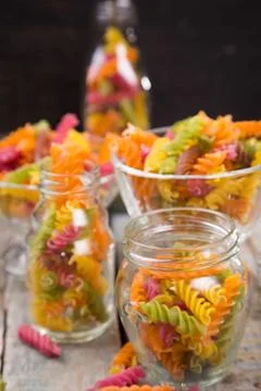 Dry colored pasta Stock Photos