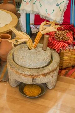 Dry corn on the cob kernels peeled Stock Photos