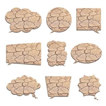 Dry cracked earth  in bubble speech shape isolated on white Stock Illustration