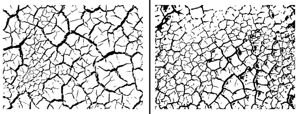 Dry-cracked-earth-grunge-texture-set 库存插图