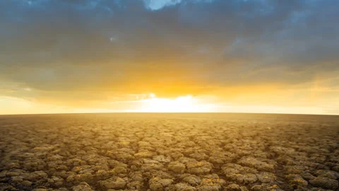 Dry cracked earth at the sunset Stock Footage 331002974
