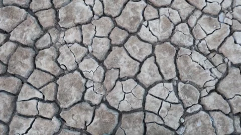 Dry cracked farm fields close up view from top angle Stock Footage 300775124