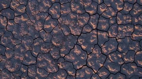 Dry Cracked Soil After Drought, Top Down View Video stock 274127764